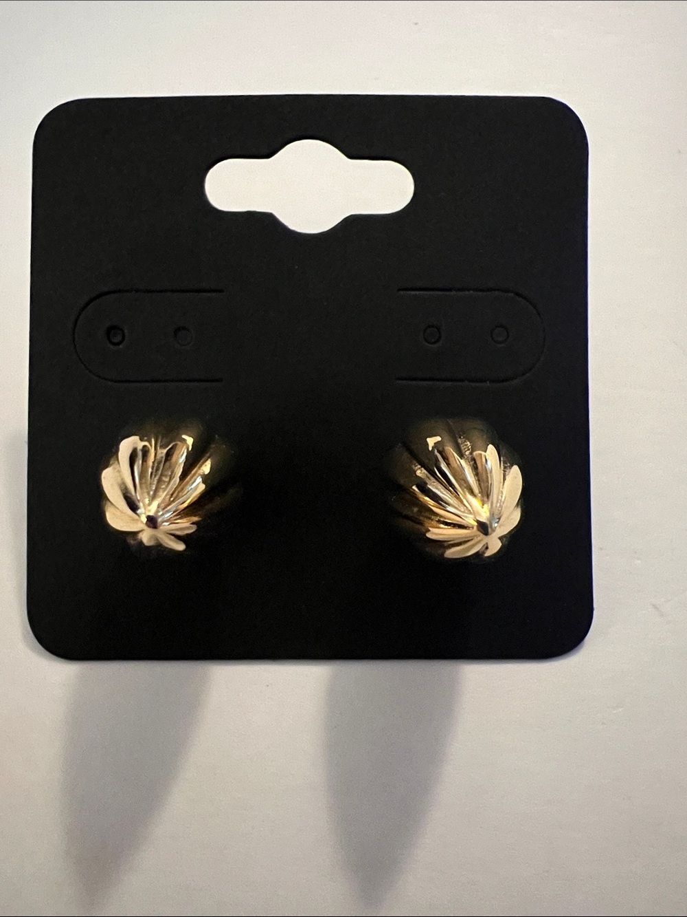 Gold-Tone Ribbed Dome Stud Earrings